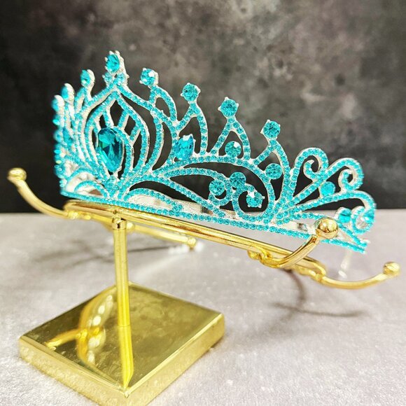 Ocean Blue Tiara, Tiara with Comb, Princess Tiara, Silver Cosplay Headband - Picture 2 of 8
